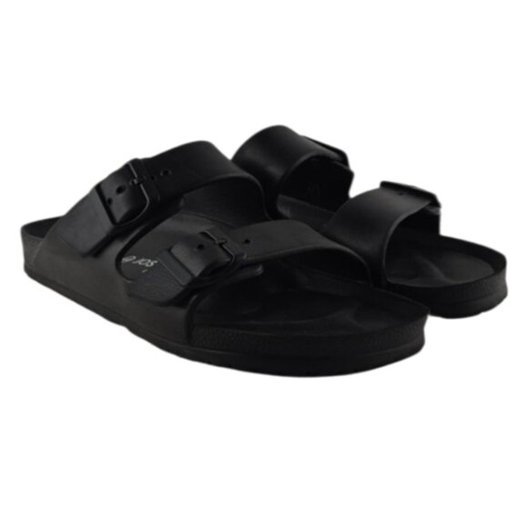 Josef Seibel Women's Black Two Strap Buckle Flat Sandal Slides Lightweight Sz 40 - Picture 2 of 13